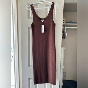 Brown ribbed bodycon dress